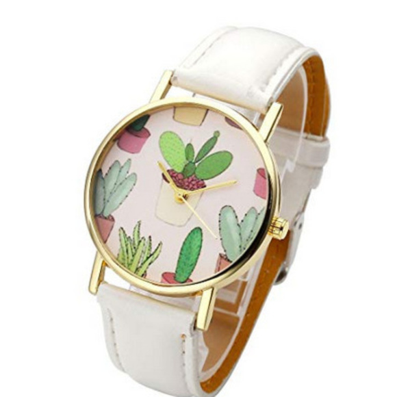 Accessories - Cactus Plant White Novelty Wristwatch Watch